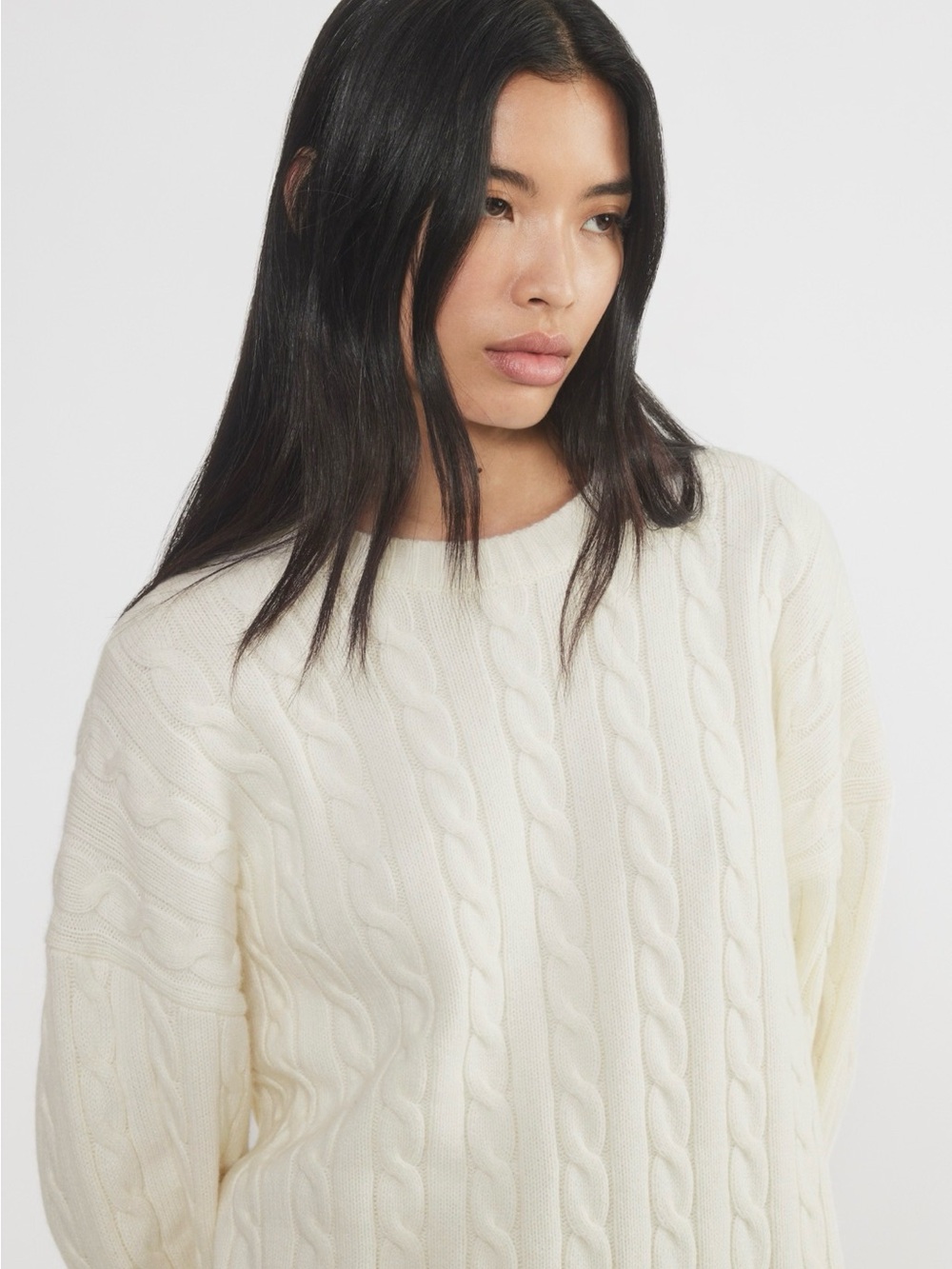 Tahari cable-knit crewneck sweater